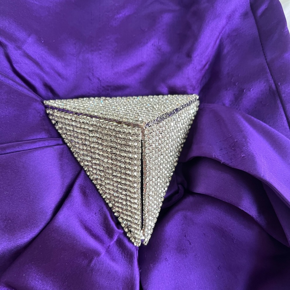 AREA Draped Bow Mini Skirt In Purple - Picture 10 of 14
